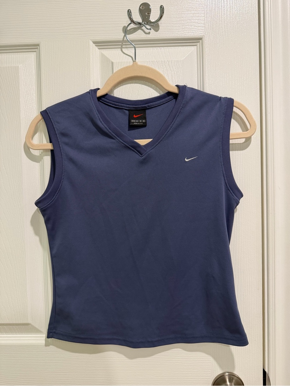 Nike Women's Blue V-Neck Sleeveless Athletic Tank Y2K 90s Made in USA